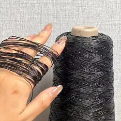 Elegant Silver and Gold Silk Core Woven Fabric for Handmade Craft and Clothing Accessories (Black 200g)