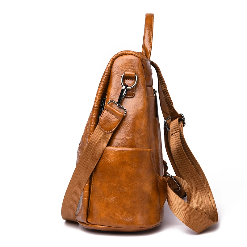 Fashion Retro Women's Soft Leather Backpack Luxury Design Anti theft Casual Bag High Quality Leather Large Capacity Travel Bag
