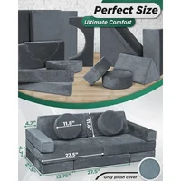 Children's Sofas, LX15 14pcs Modular Kids Play Couch, Child Sectional Sofa, Fortplay Bedroom and Playroom Furniture for Toddlers 2