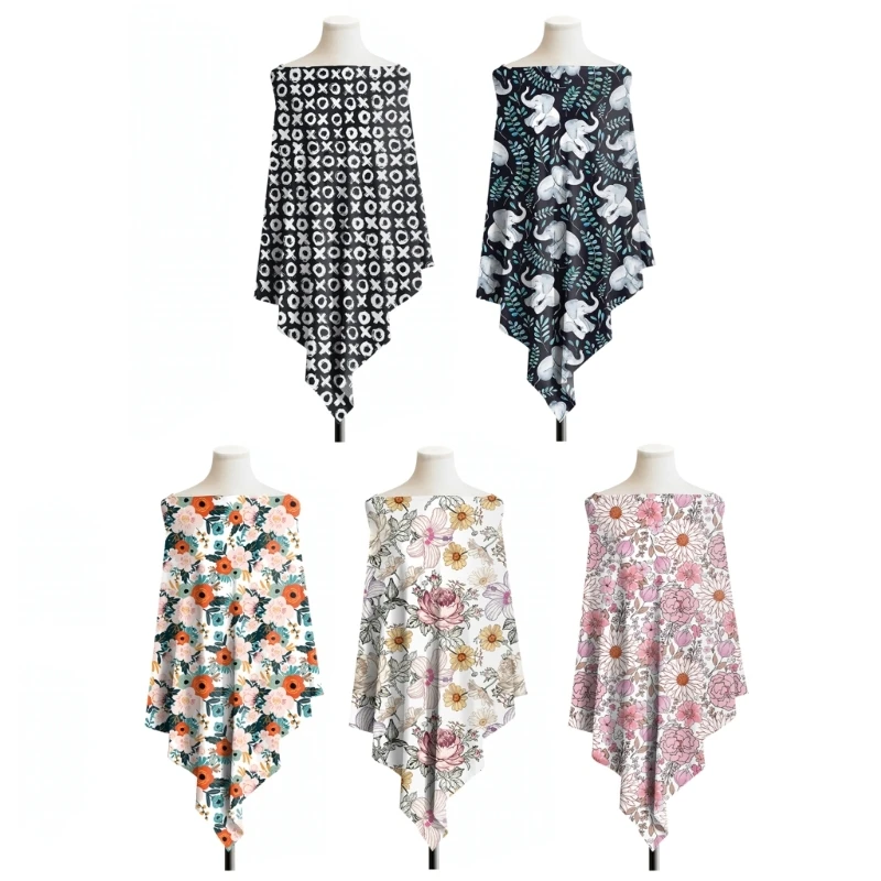 Breathable & Lightweight Nursing Cover Multifunctional Baby Nursing Scarf Lovely Pattern Cover for Breastfeeding