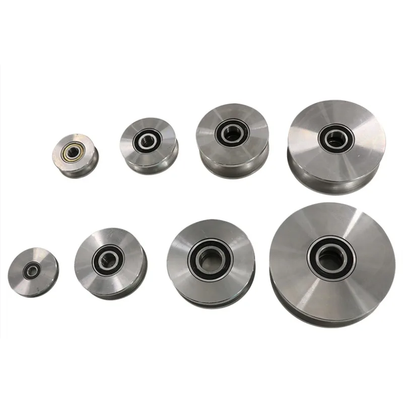 45# Steel Pulley U-shaped V-shaped Steel Wire Pulley Thickened Elbow Track Guide Wheel Round Tube Micro Bearing steel pulley