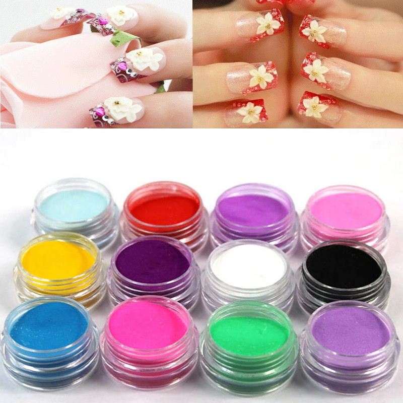 12 Colors/Set Acrylic Powder Manicure Tips Nail Art Dip Powder Pigment Extension Builder Carving Acrylic Nail Sculpture Powder