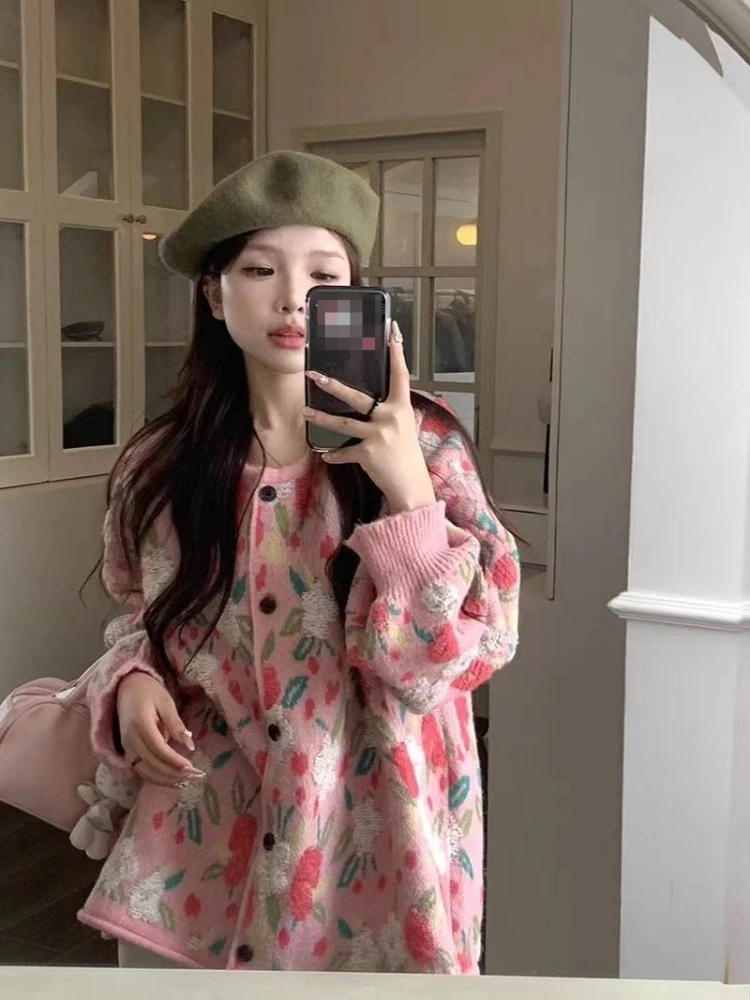 O넥 크롭 가디건, 한국 패션, 스플라이스 니트웨어, 우아한 오피스 레이디 여성 의류, 2024 용수철 가을 신상