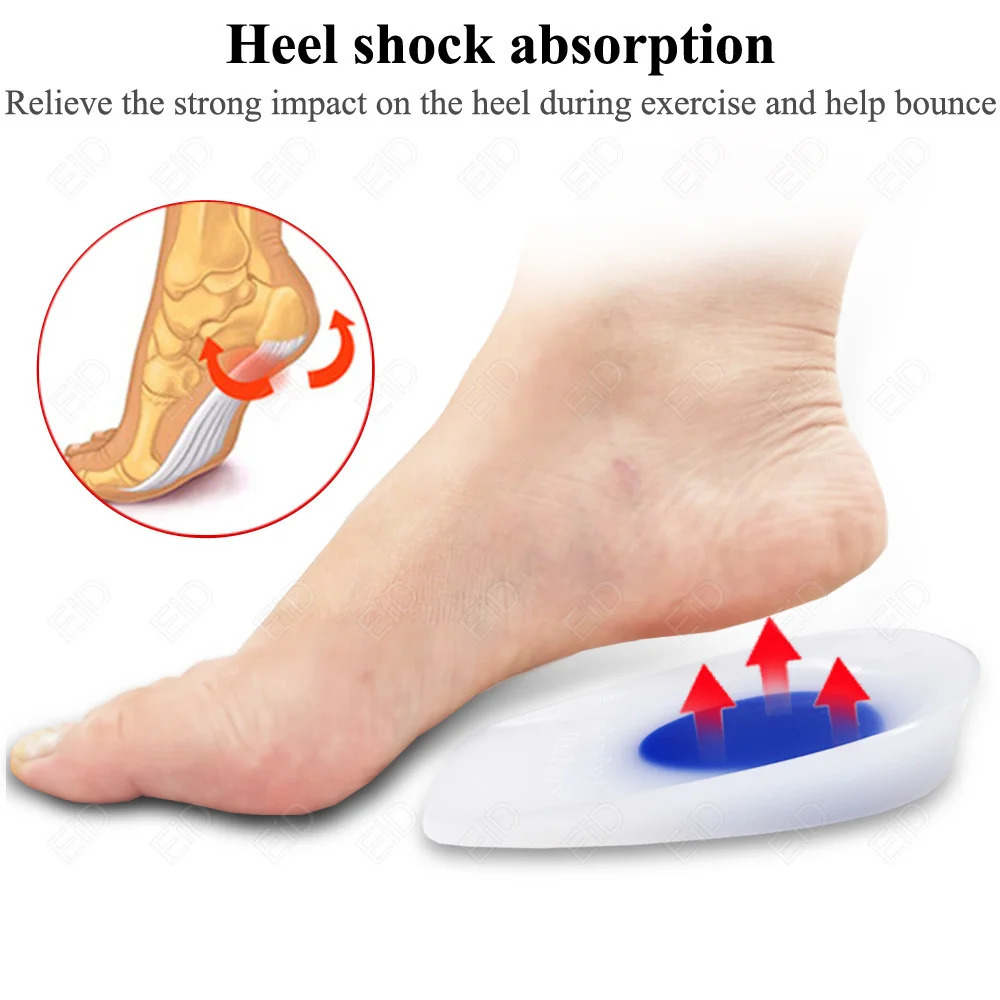 Weiche Elastizität, halbe Einlegesohlen aus Silikongel für Plantarfasziitis, Fersenbecher, Polsterschutz, Sport-Einsatz, Sohle, Stoßdämpfung, Unisex – Detail 9