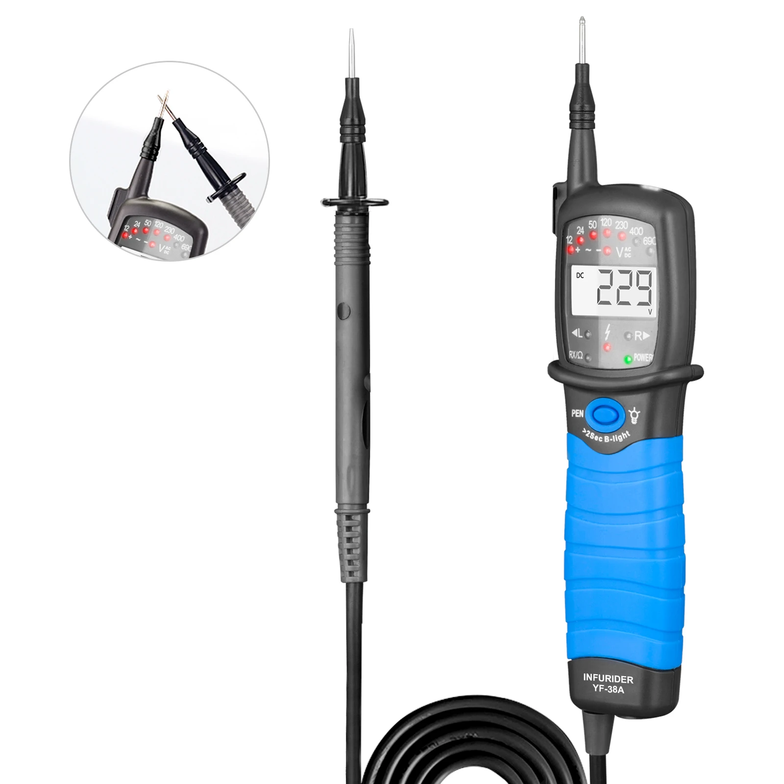 HP-38A 2POLE VoltageTESTERwithLCD Display,Auto HOLDTESTING Data Monitoring,Automatically Keep Measurement,Backlight,LCD Display