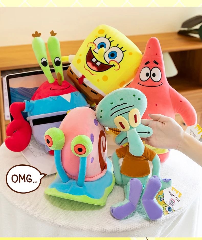  Original Peluche Spongebob Patrick Star Eugene H. Krabs Gary the Snail Plush Toy Throw Pillow Cute Plushies Decorations Gift