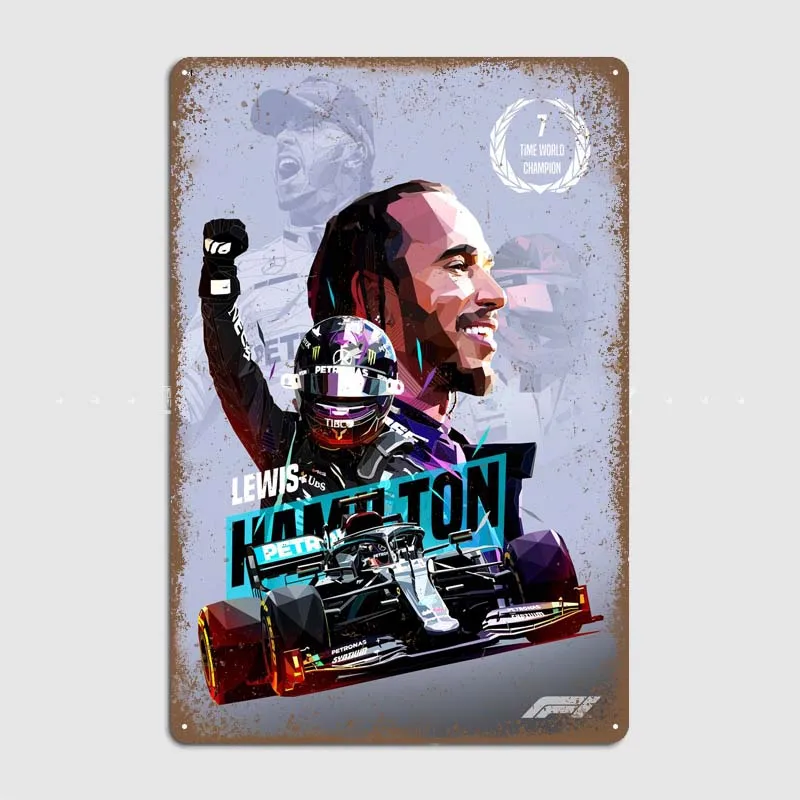 Lewis Hamilton 7 Wdc Metal Wall Art Murale Segni In Metallo Vintage Modern Home Decoration Accessori F1 Poster Garage Bar Decor Room