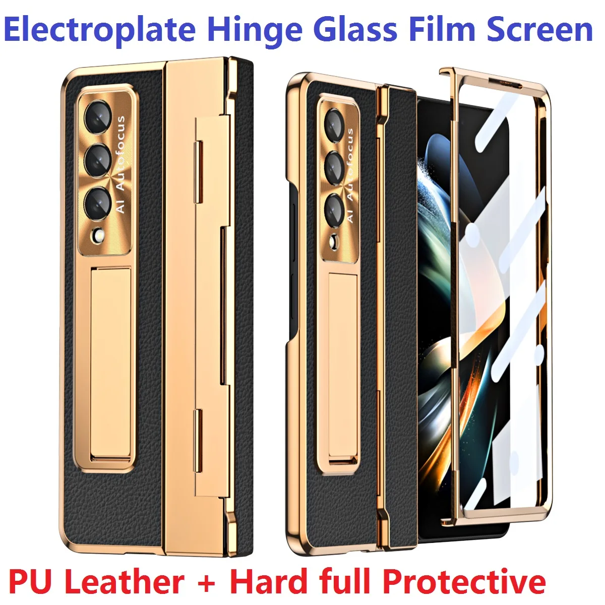 

Plating Hard For Samsung Galaxy Z Fold 4 Fold 3 5G Galaxy Z Fold 5 Case Glass Film Screen Hinge Protection ZFold4 Cover