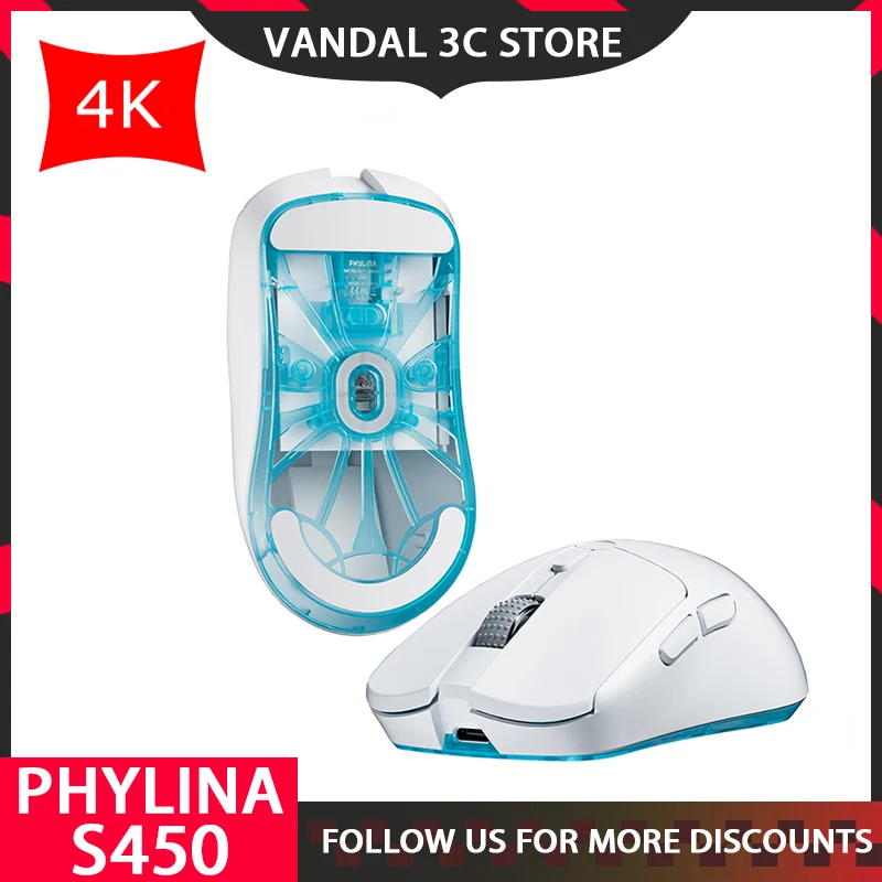 Беспроводная игровая мышь Phylina S450, Ультралегкая, 56 г, программируемая, Paw3395, 26000dpi, 2,4g, Usb-c, 6 кнопок