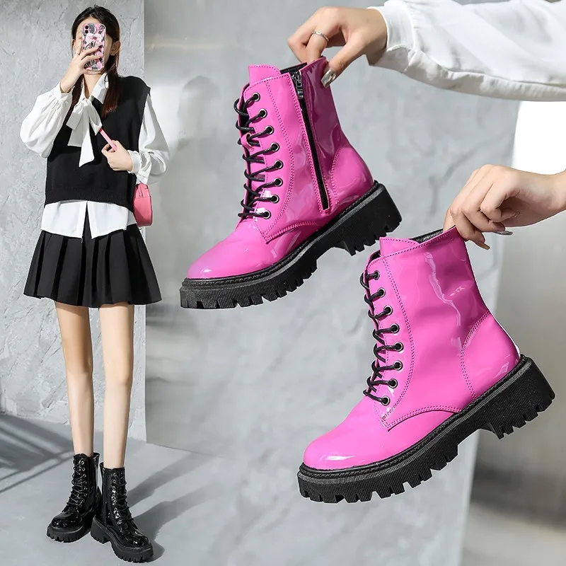 

Women Colorful Fashion Ankle Boots Gothic Platform Punk Winter Black High Heels Sexy Ladies Shoes Combat Boots for Women