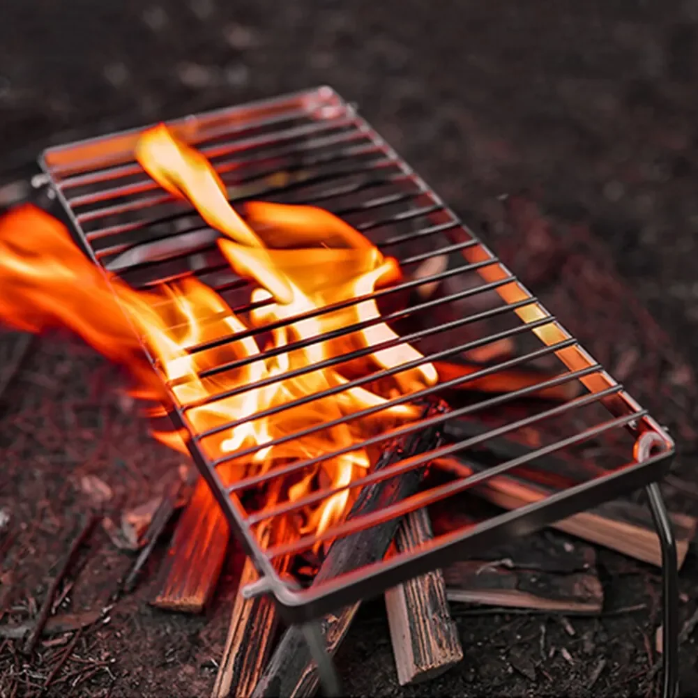 Portable Foldable Camping BBQ Grill Stand Stainless Steel Pot Grill Pan Rack Burner Stove Bracket Holder For Picnic Cooking camping gas stove,camping stove,camping stove accessories,barbecue rack set