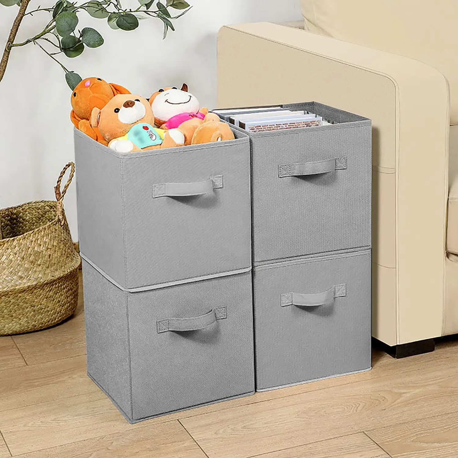 VidaXL Scatole Con Coperchio 4 Pz. Bianco 32x32x32 Cm - Foto 2