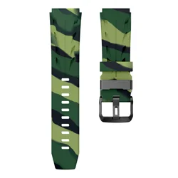 Enhanced Silicone Breathable Quick Release Watch Strap - 22mm Replacement Wristband for GT6 GT5 GT4 46mm (Camouflage Green)