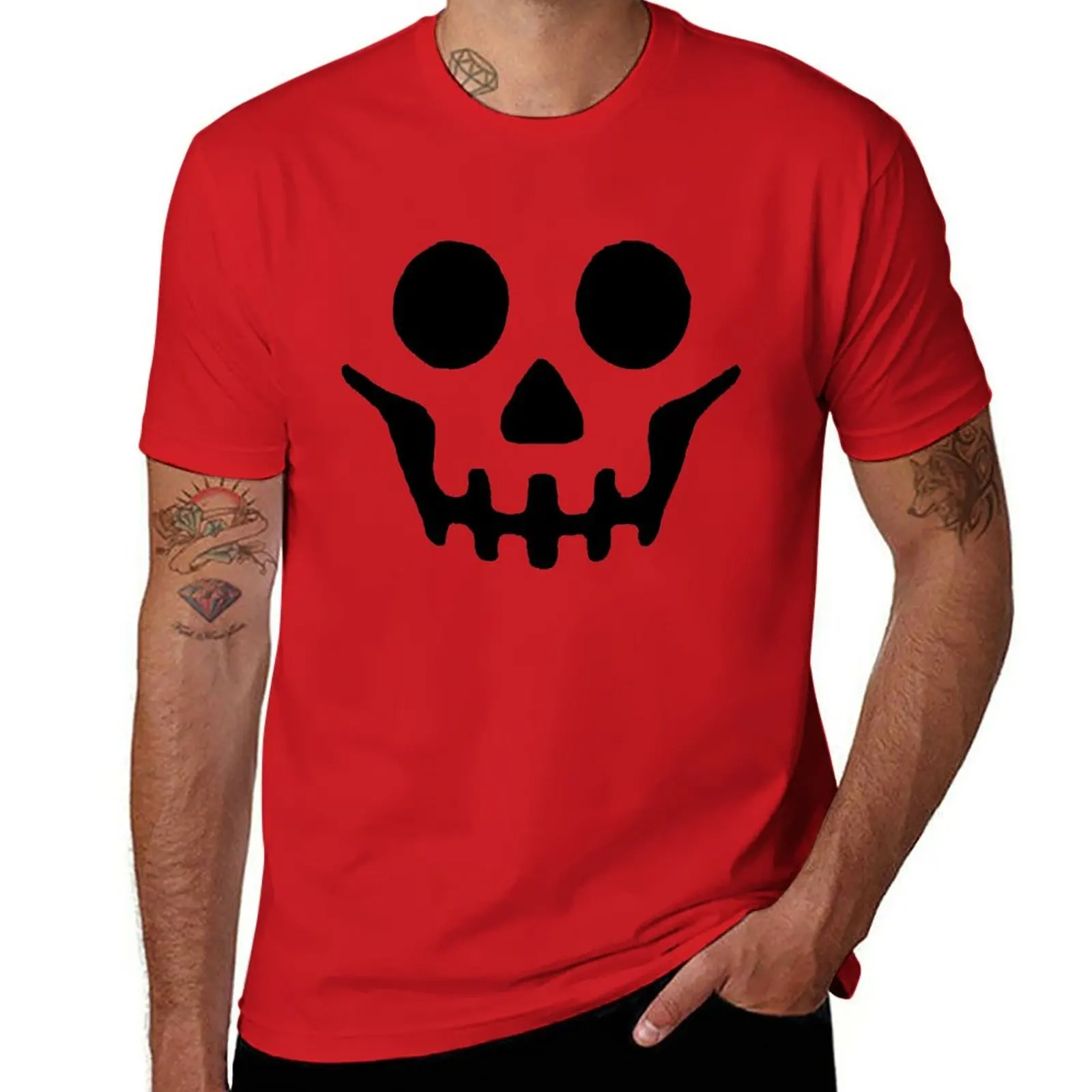 

New Skull Outline T-Shirt t-shirts man Oversized t-shirt men workout shirt