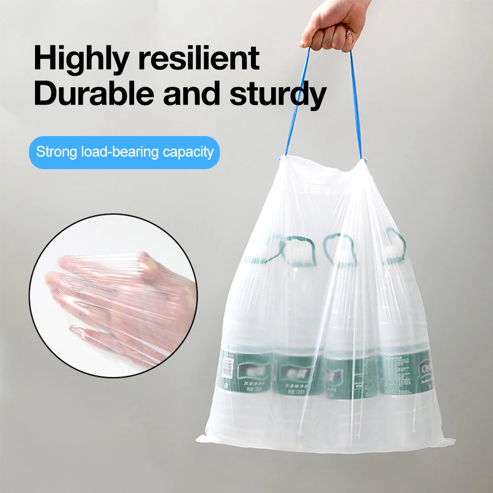 Drawstring Garbage Bag 5/10 Rolls 75/150Pcs Household Disposable Trash Pouch Kitchen Storage Cleaning Waste Bag trash bags,disposable trash bags,garbage bags
