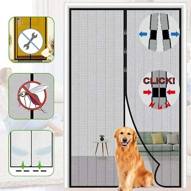 1 moustiquaire magnétique rideau de fenêtre magnétique rideau anti-moustique isolé salon moustiquaire gaze porte fenêtre 2