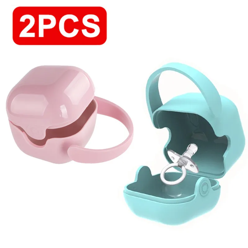 2Pcs Food Grade Baby Pacifier Holder Box BPA Free Plastic Baby Portable Soother Container Box Nipple Storage Infant Items pacifier holder plastic pacifier box