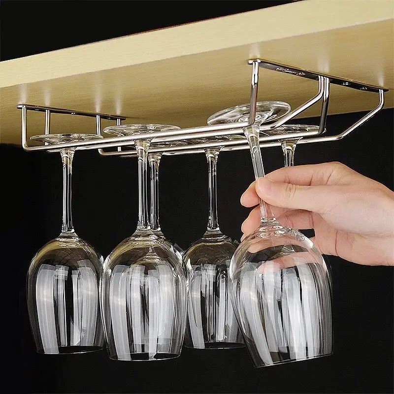 Wine Glass Holder Rack Creative upside down wine glass holder iron plated goblet rack European style hanging household liquor shelf