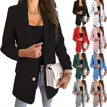

Ladies Tailored Coat Solid Blazers Women Spring OL Elegant Blazers Long Sleeve Cardigan Slim Coat Lady Casual Suit Office Blazer