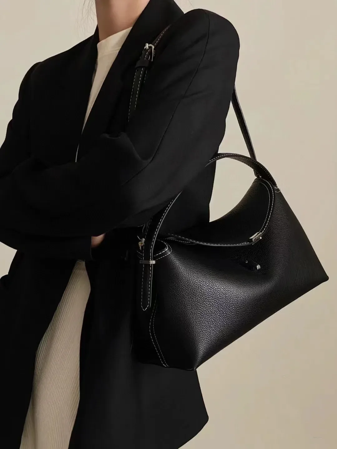 

Brown Bag Genuine Bag Classic Black Letter Female Leather For Or Printed Shoulder Handbag Large Fashion Capacity Women's