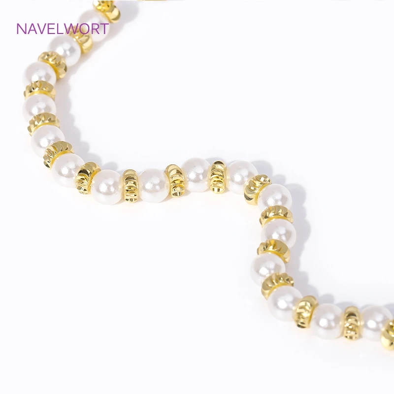 18K vergoldetes Messing, rund, gewellt, Abstandsperlen, Bulk-Perlen für Schmuckherstellung, DIY-Armband, Halskette, Zubehör, Großhandel – Detail 18