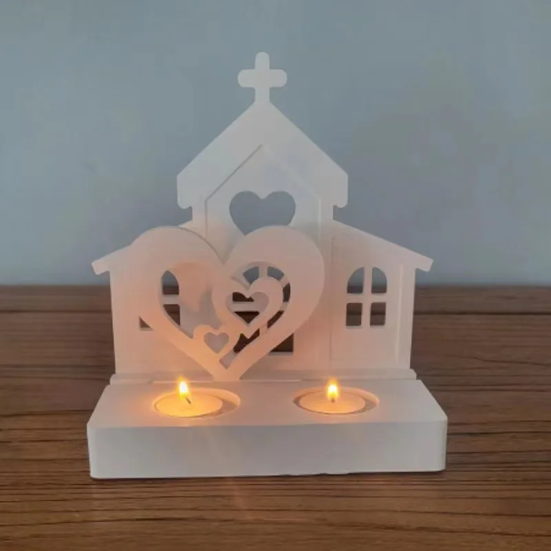 

Castle House Candle Holder Silicone Mold DIY Cement Gypsum Clay Pouring Epoxy Resin Ornaments Mold Home Holiday Decoration