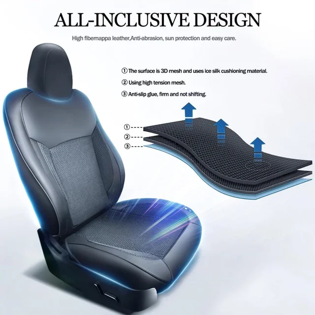 For Tesla Model 3 2017-2023 & Model Y 2017-2024 Cooling Car Front Seat Cover,Summer Car Seat Pad with Cooling Fan 6