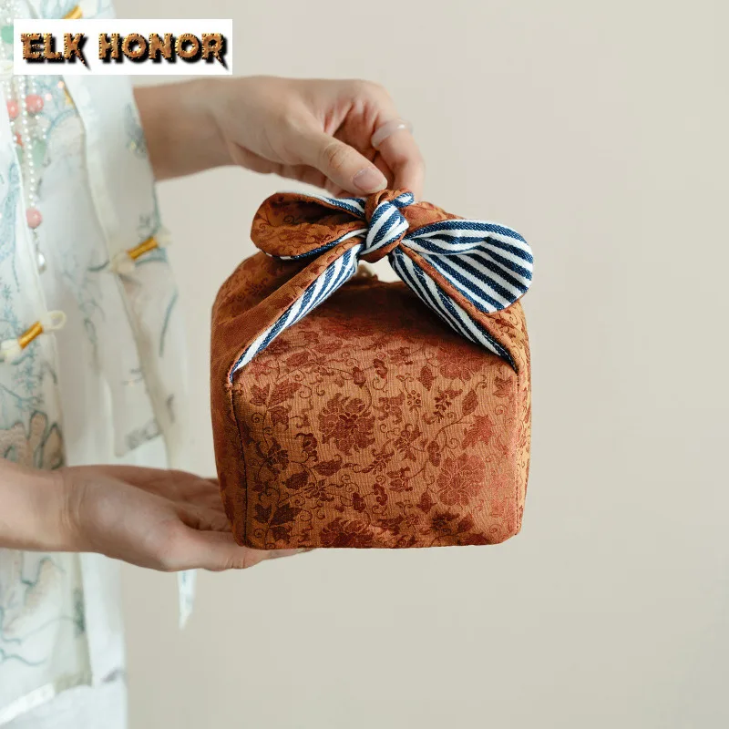 Entangled Lotus Weaving Brocade Tea Storage Bag Portable Travel Hoppocket Tea Protection Cozy For Teapot Hand Bag Teaware Gifts