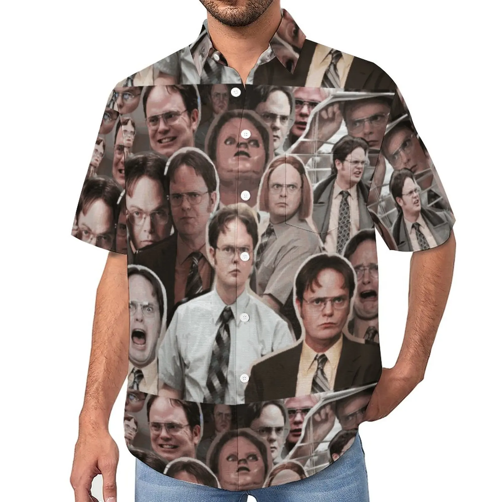 

Dwight Schrute The Office Casual Shirts The Office Kurt Funny Jim Halpert Vacation Shirt Summer Blouses Men Graphic Large Size