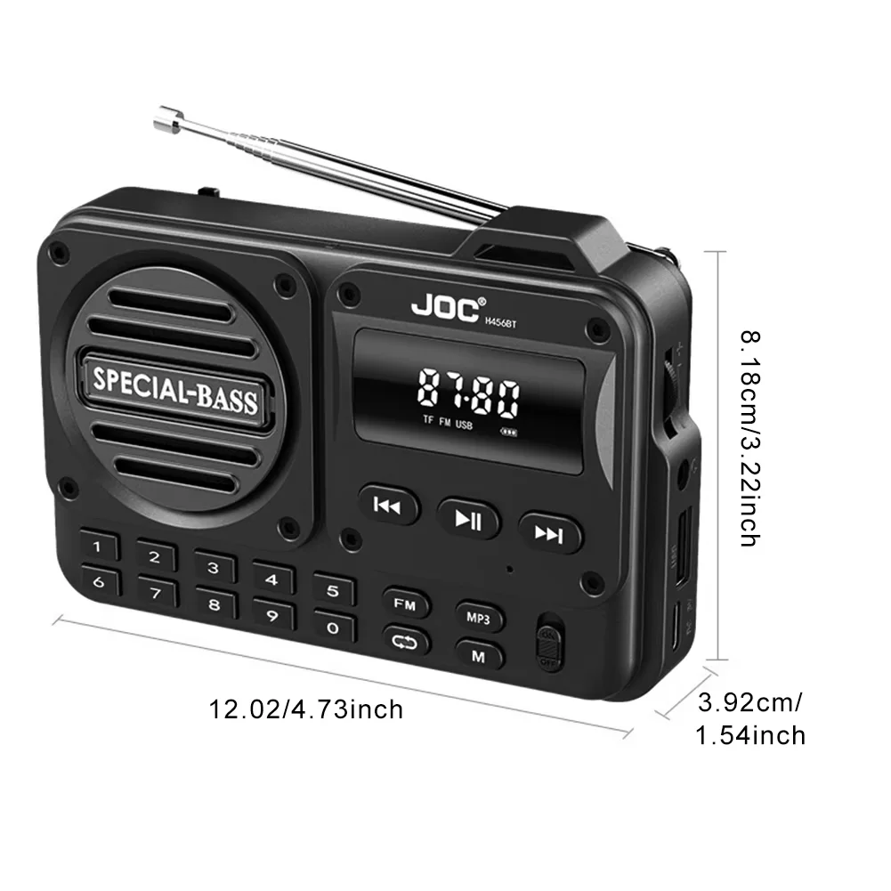 Compact Rechargeable Bluetooth FM Radio Speaker with LED Display