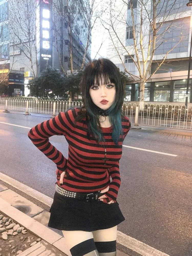 Tooe Suéter Grunge Y2K Harajuku Hip Hop Knit Jersey