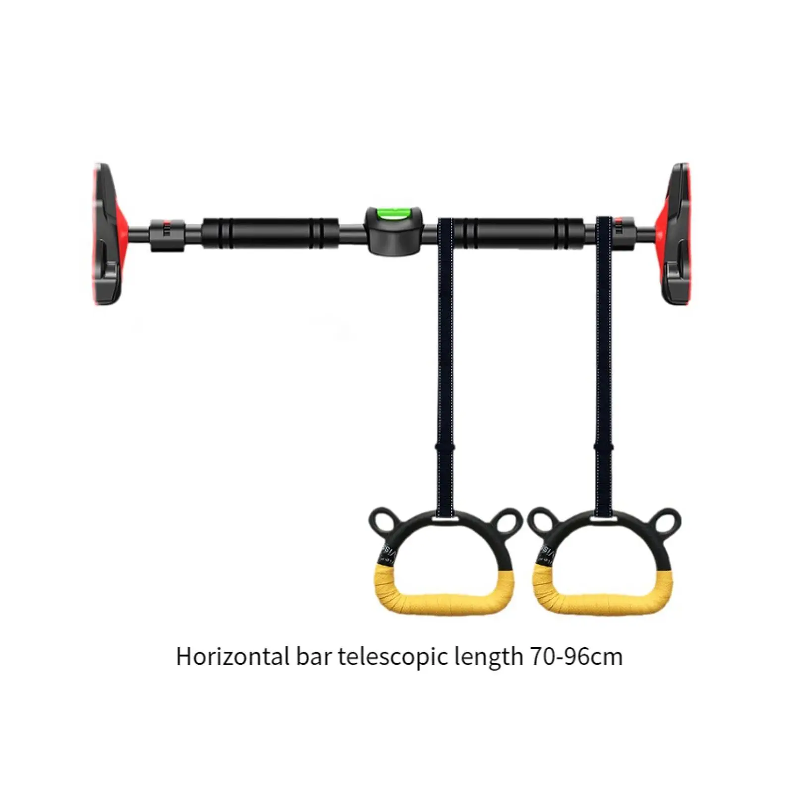 도어웨이용 풀업바, 견고한 운동용 텔레스코픽 바, 길이 70cm-96cm, 체조 링 포함, 근력 트레이닝용 도어 수평 바