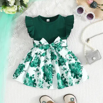 Baby Girl Floral Butterfly Sleeve Dress 1