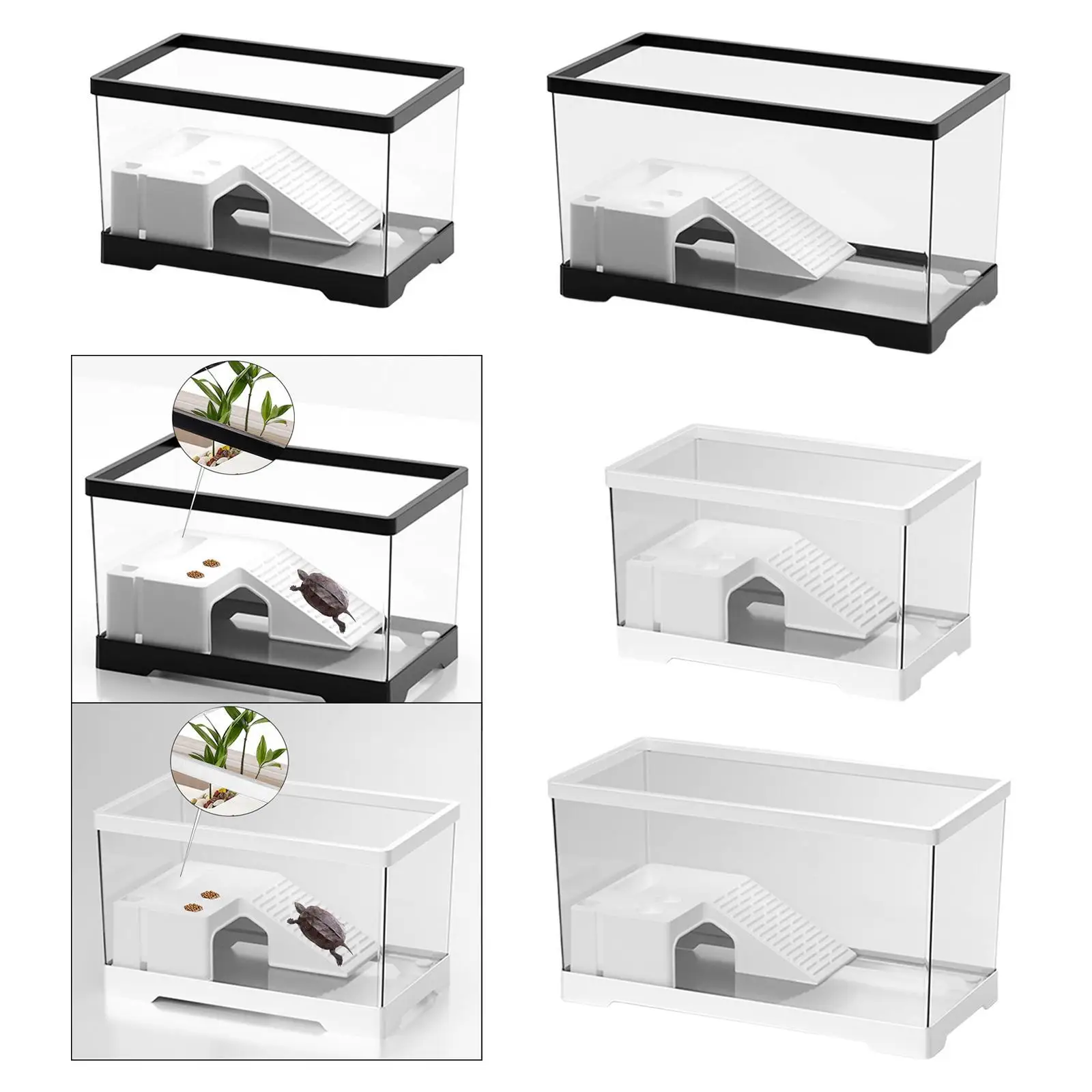 Turtle Tank Aquarium Reptile Habitat Resting Climbing Accessories Box Tortoise Enclosure Starter with Platform Indoor Decor