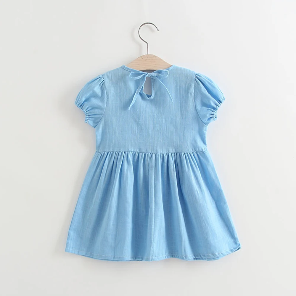 12M-5Y Baby Girls Dress Doll Neck Sweet Cute Solid Color Simple Clothing Summer Short Sleeve Cotton Daily Casual Dress 2022 NEW silk dress