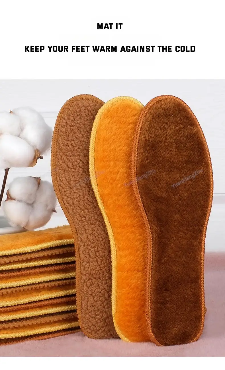 Winter Warme Einlegesohle für Schuhe Verdicken Plüsch Schnee Stiefel Schuh Sohle Thermische Einfügen Sport Laufsohlen Männer Frau Heizung Pads – Detail 10