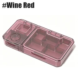 Compact Pill Organizer with Cutter and Crusher - Travel - Friendly Medicine Holder for Vitamins and Supplements (Wine Red - 1PCS)