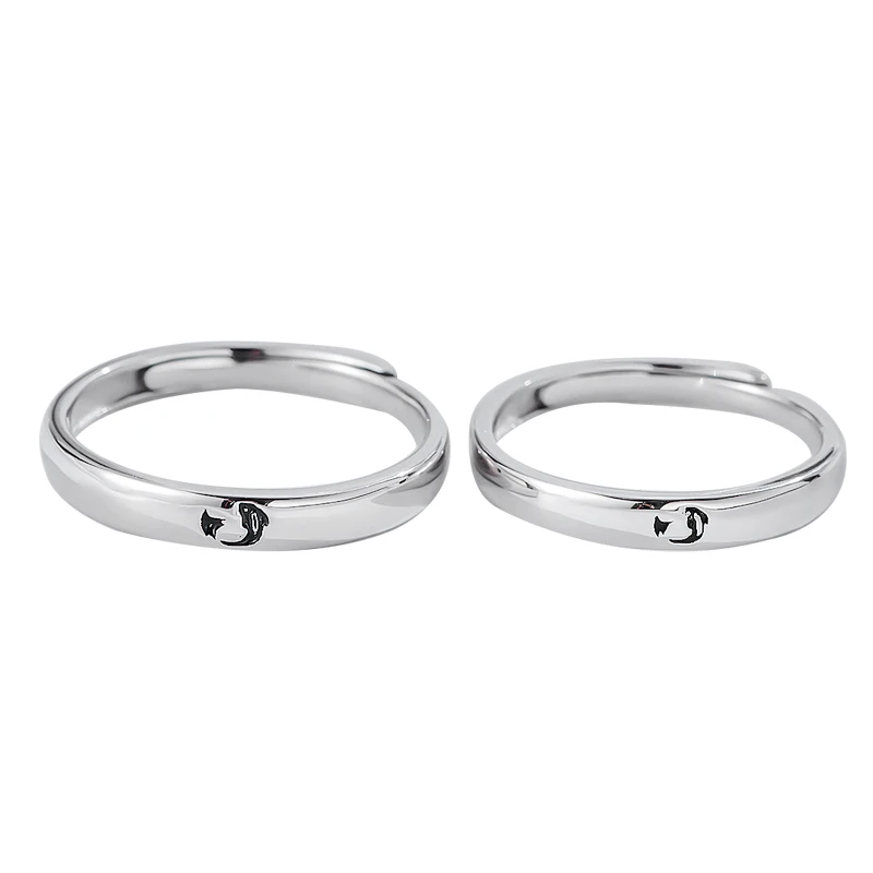 

S925 pure silver Chinese wind Koi ring temperament personality lovers jewelry