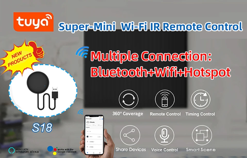 Tuya wifi smart ir fernbedienung smart life app ersetzen tv dvd aud ac remote arbeitet mit alexa google home – Detail 1