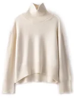 Autumn and winter new 100% pure cashmere sweater women's thick turtleneck sweater pullover loose knit sweater - Image 5