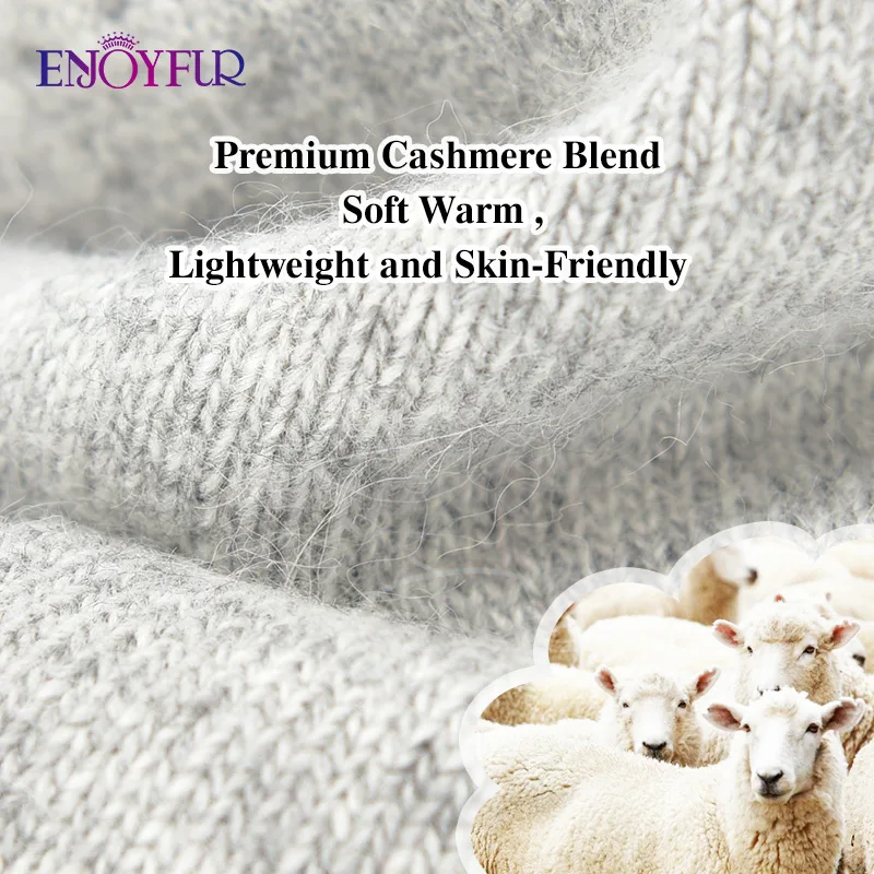 ENJOYFUR Women Winter Hats Cashmere Wool Knit Beanie Hat Soft Warm Double Layer Unisex Cuffed Slouchy Beanie Ski Cap 4