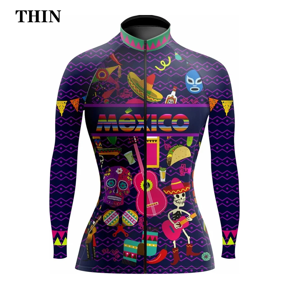 thumbnail image 1 of Jersey de ciclismo de manga larga para mujer, nuevo estilo de México, ropa de equipo de polar fino e invernal para primavera y otoño, maillot de ciclismo para mujeres, 1 of 5