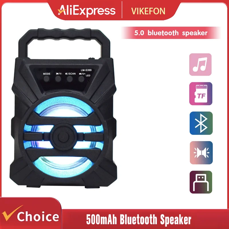 500mAh Bluetooth speaker Sound box high power bluetooth speakers TF Udisk karaoke handheld sound subwoofers for dancing