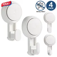 TAILI Suction Cup Hooks 4pcs Heavy Duty Towel Hanger Easy to Install Shower Hanger for Bathroom Kitchen Hotel No Drilling Hooks 1
