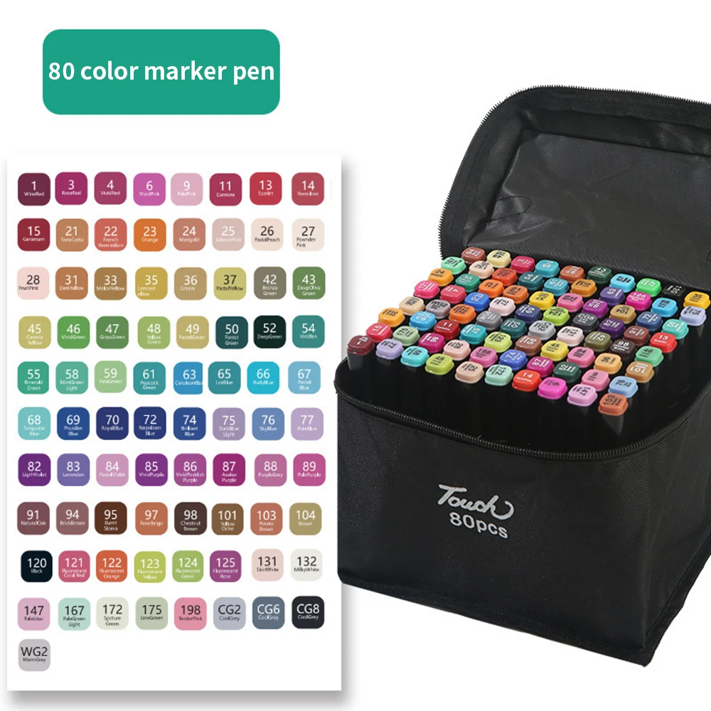 24 80Pcs Marker Pen Set Kids Drawing Toys Double Headed Oily Based Markers Draw Graffiti Manga
