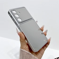 Luxury Silver Makeup Mirror Phone Case with Large Window and Anti - Drop Protection - Galaxy S23 Ultra (Silver)