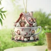 Easter Coffee Cup Ornaments Cartoon Bunny Egg House Coffee Mug Decorative 2D Acrylic Ornaments 2025 Spring Party Supplies NEW 4