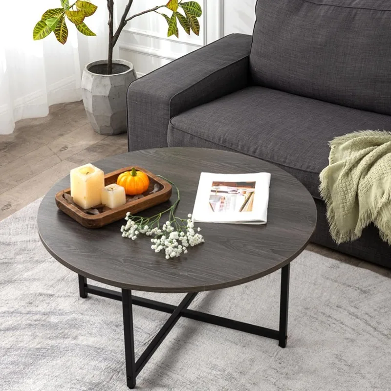 Round Coffee Table, Modern Small Coffee Table Sofa Table Tea Table for Living Room, Office Desk, Balcony, Wood Desktop