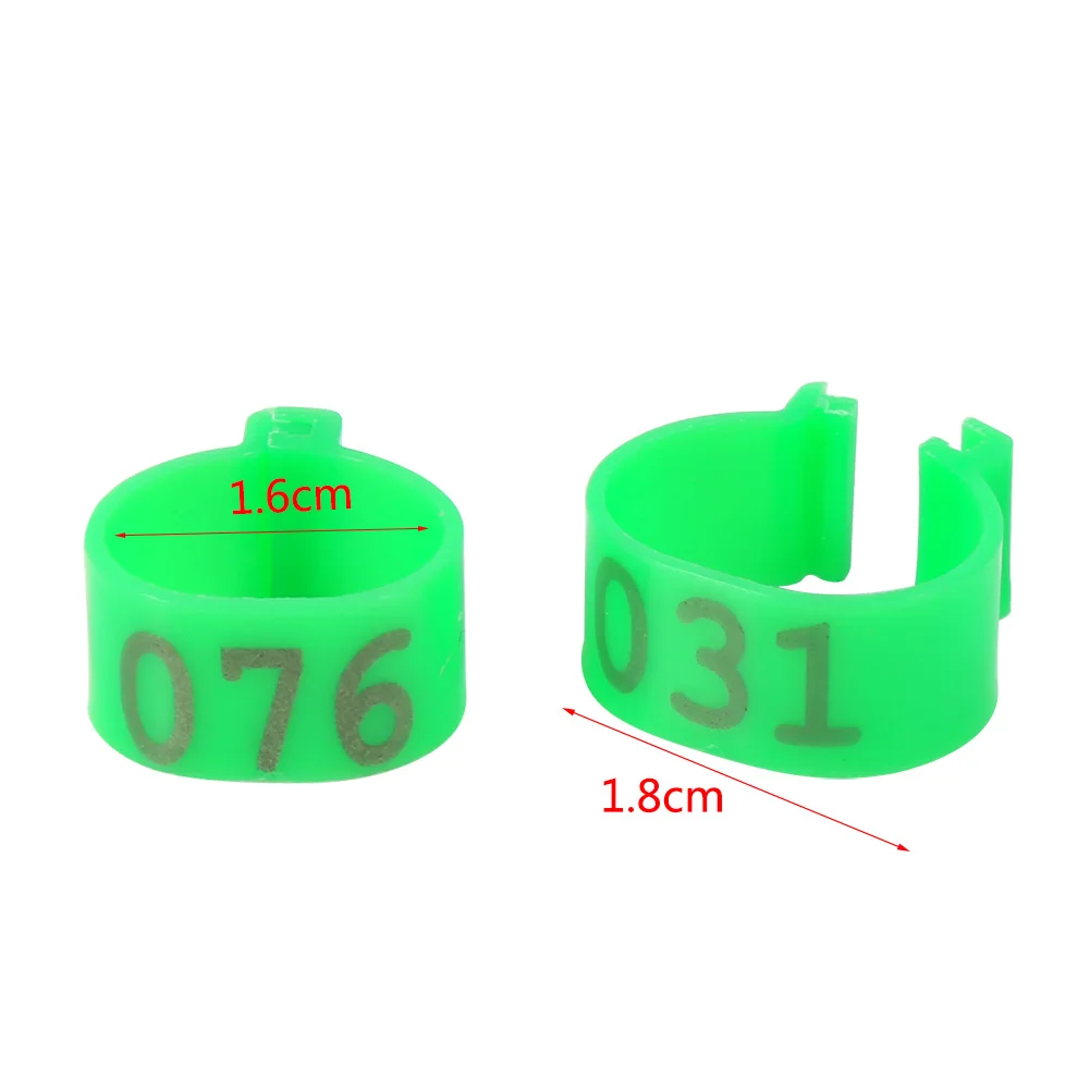 Bird Leg Rings Poultry Leg Bands 6Colors /Bag 16MM 001-100 Numbered Plastic Poultry Chickens Ducks Goose Bands Rings plastic poultry leg clips