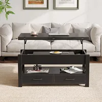 Coffee Table Lift Top, Multi-Function Convertible Coffee Table with Drawers and Hidden Compartment, Coffee Table Converts 2